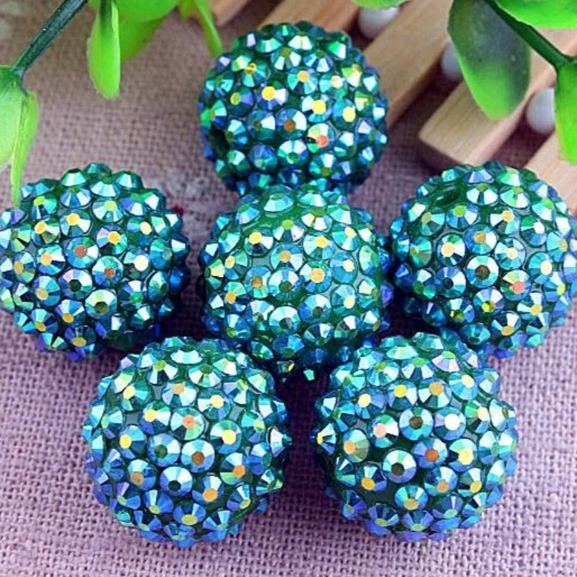 20mm Dark Green AB Rhinestone Bead
