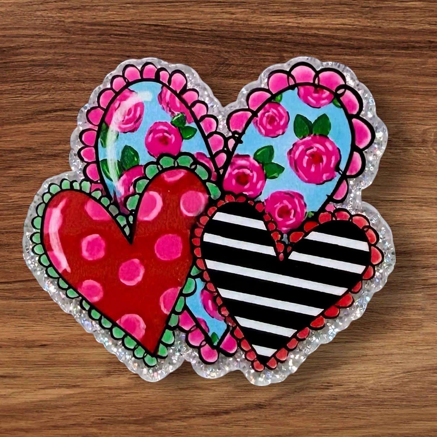 Patterned Hearts Acrylic Flatback