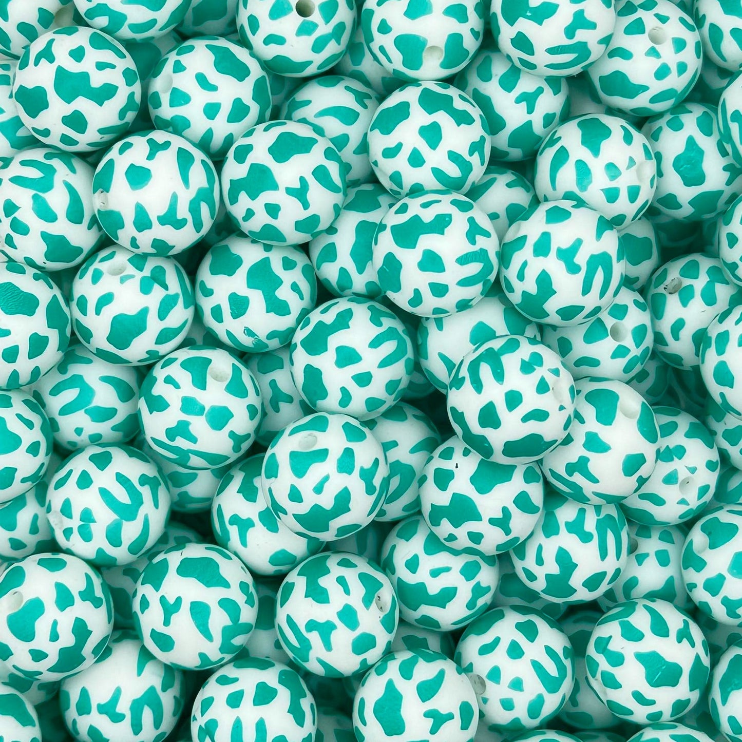 15mm Aqua Cow Silicone Bead