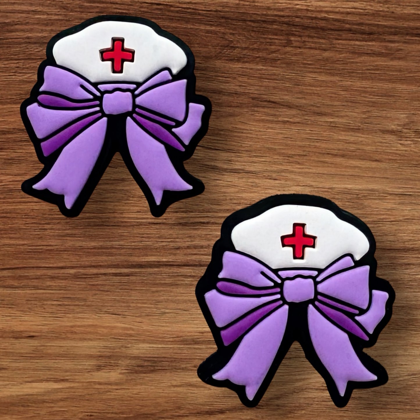 Nurse Cap With Purple Bow Focal
