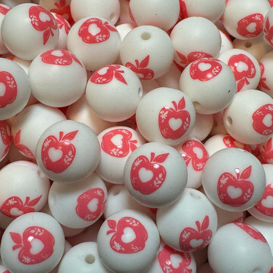 15mm Apple For the Teacher Silicone Bead