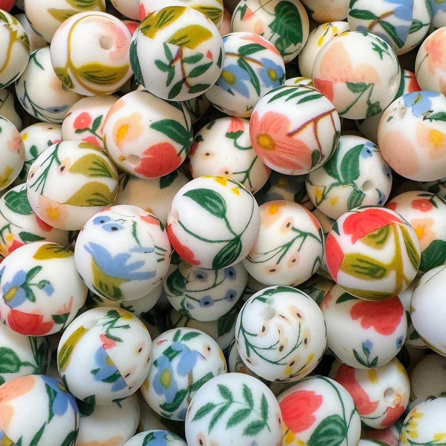 15mm Spring Floral Silicone Bead