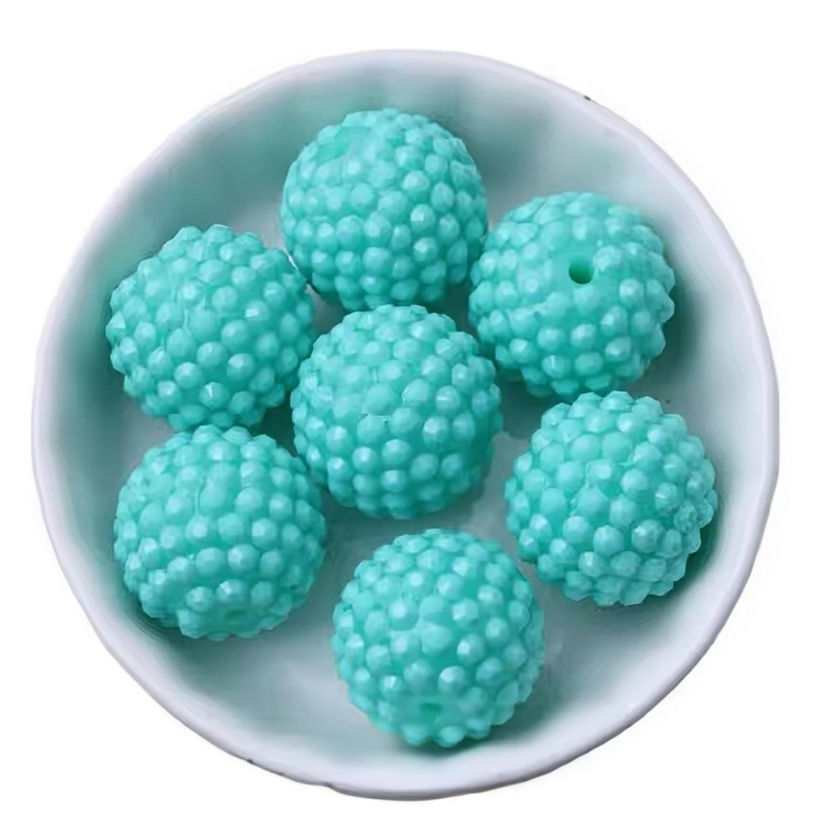 20mm Resin Rhinestone Turquoise Acrylic Bead