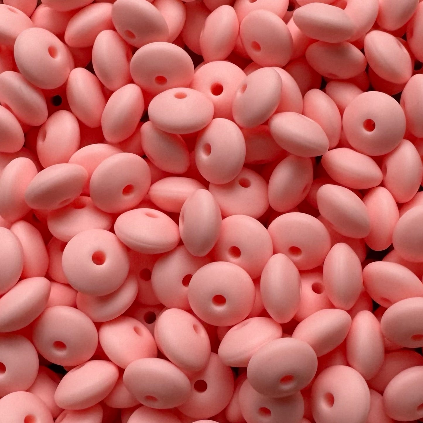 12mm Rose Quartz Silicone Lentil Bead