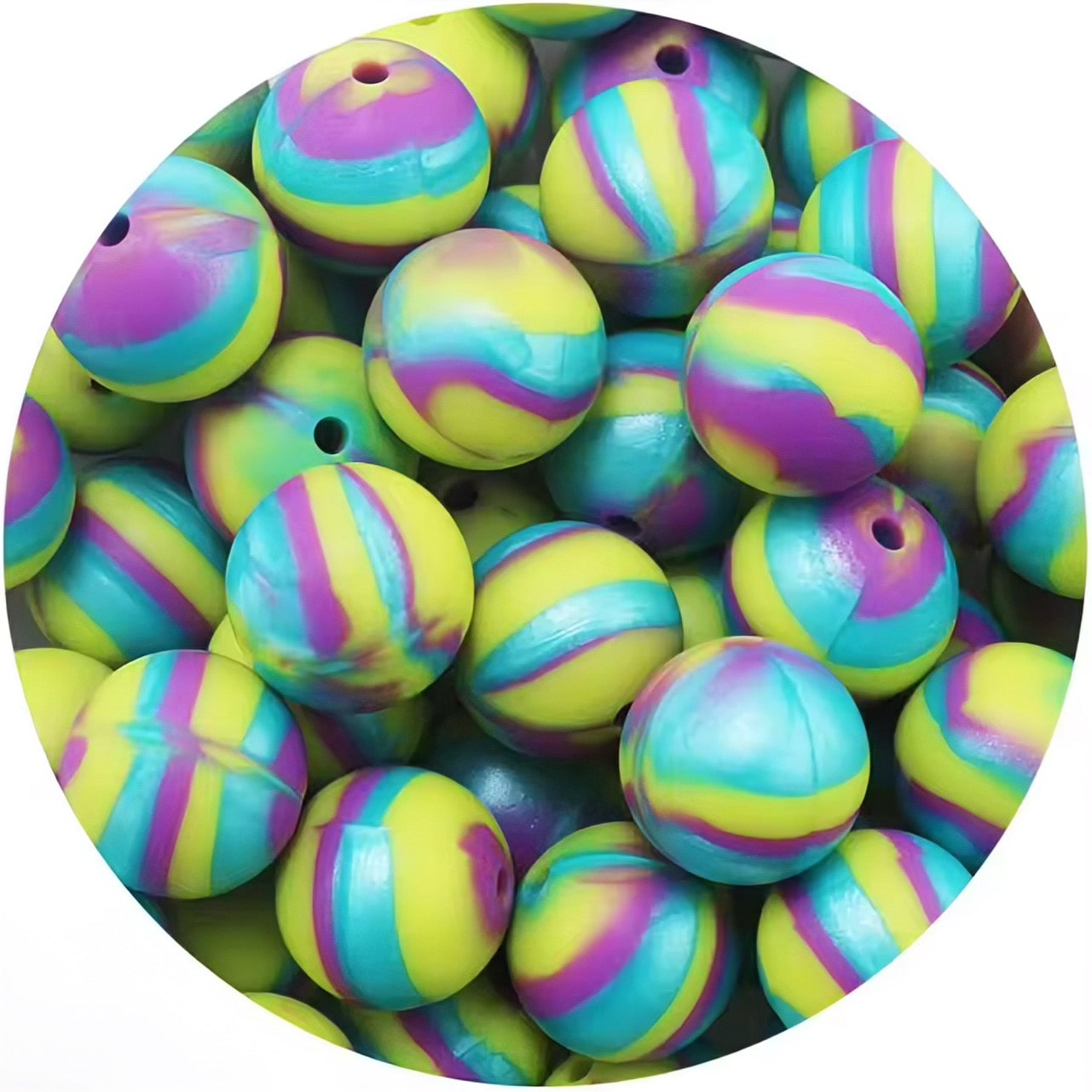 15mm Ombré Silicone Bead (Purple&Blue)