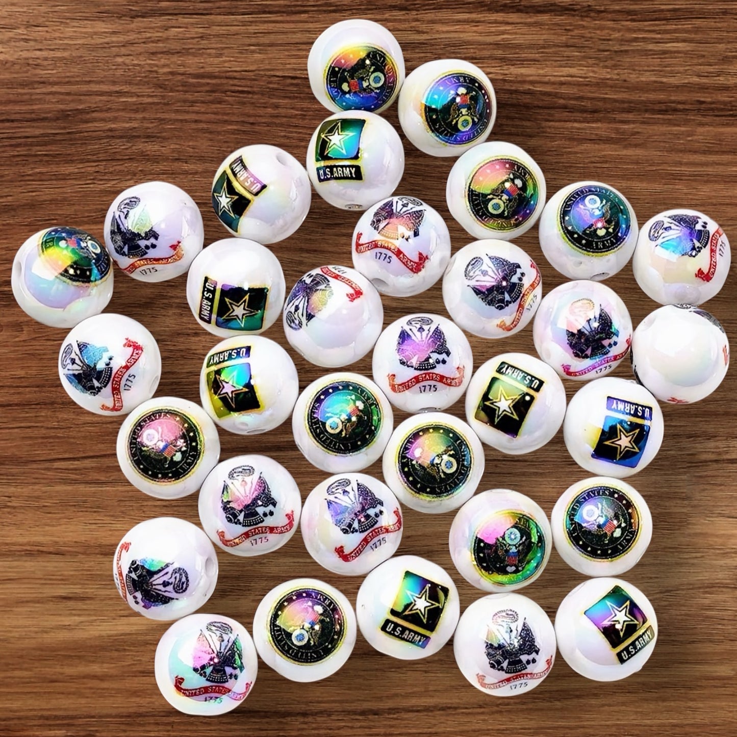 16mm Acrylic Military Beads