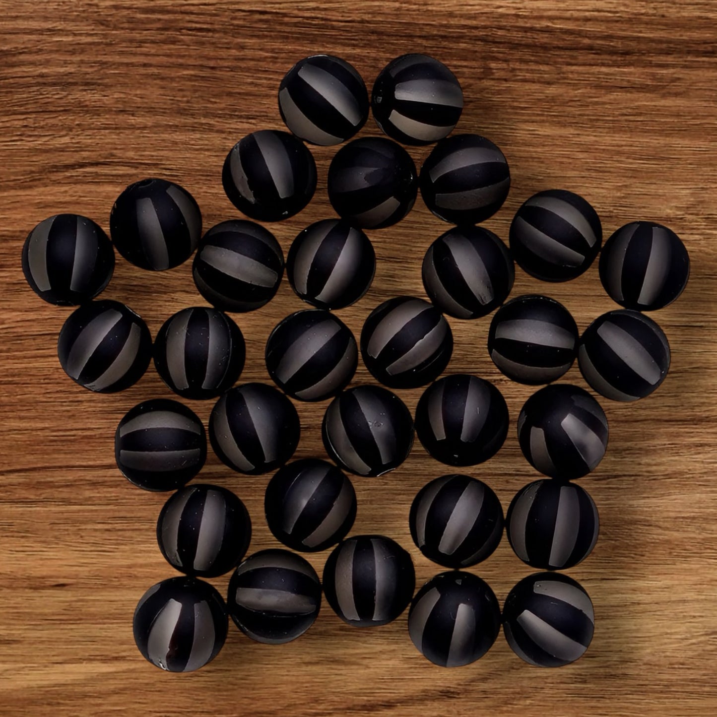 16mm Matte Striped Acrylic Bead