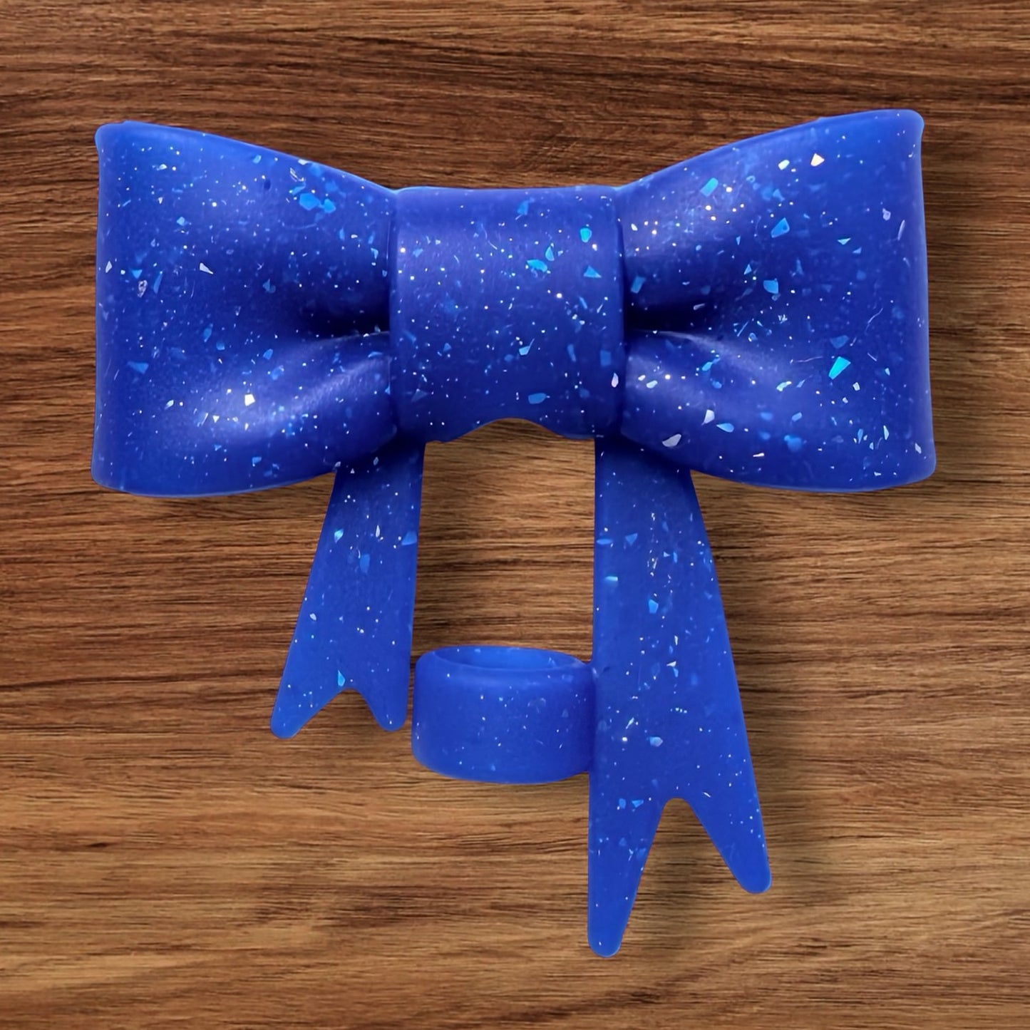 Navy Blue Glitter Bow Focal/Straw Topper