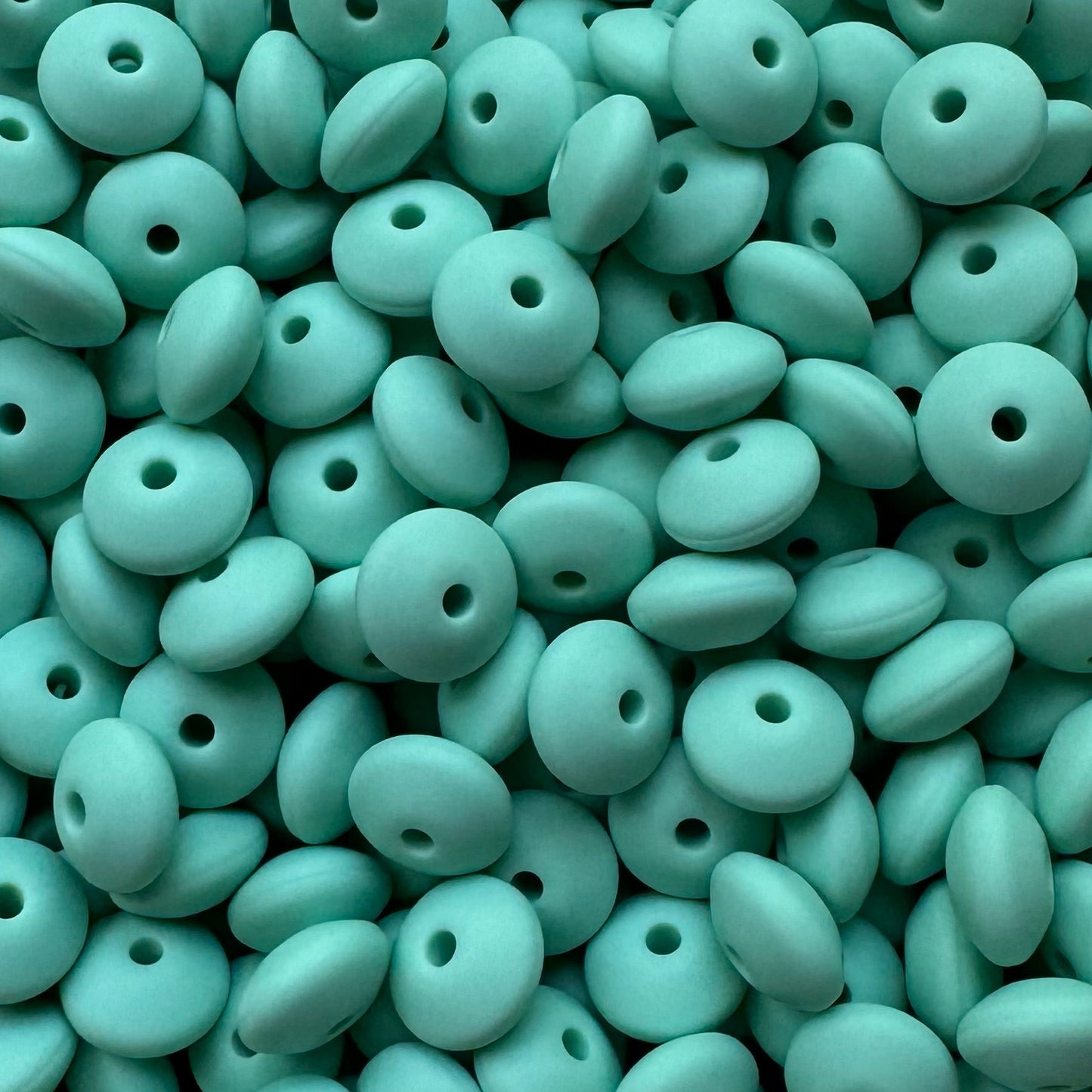 12mm Light Mint Green Silicone Lentil Bead