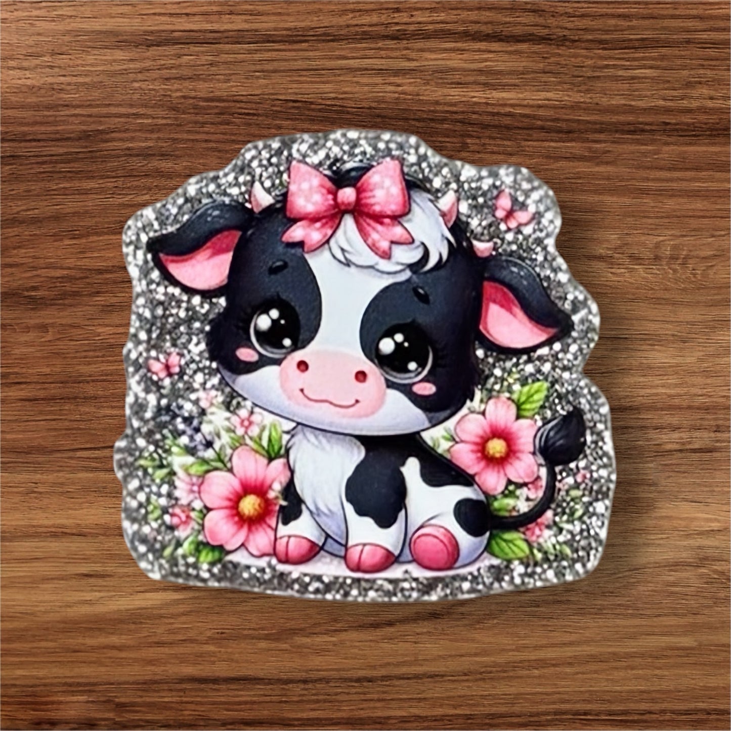 Cow With Bow Acrylic Flatback