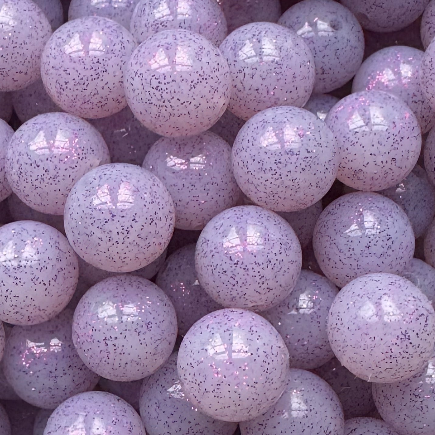 15mm Purple Glitter Silicone Bead
