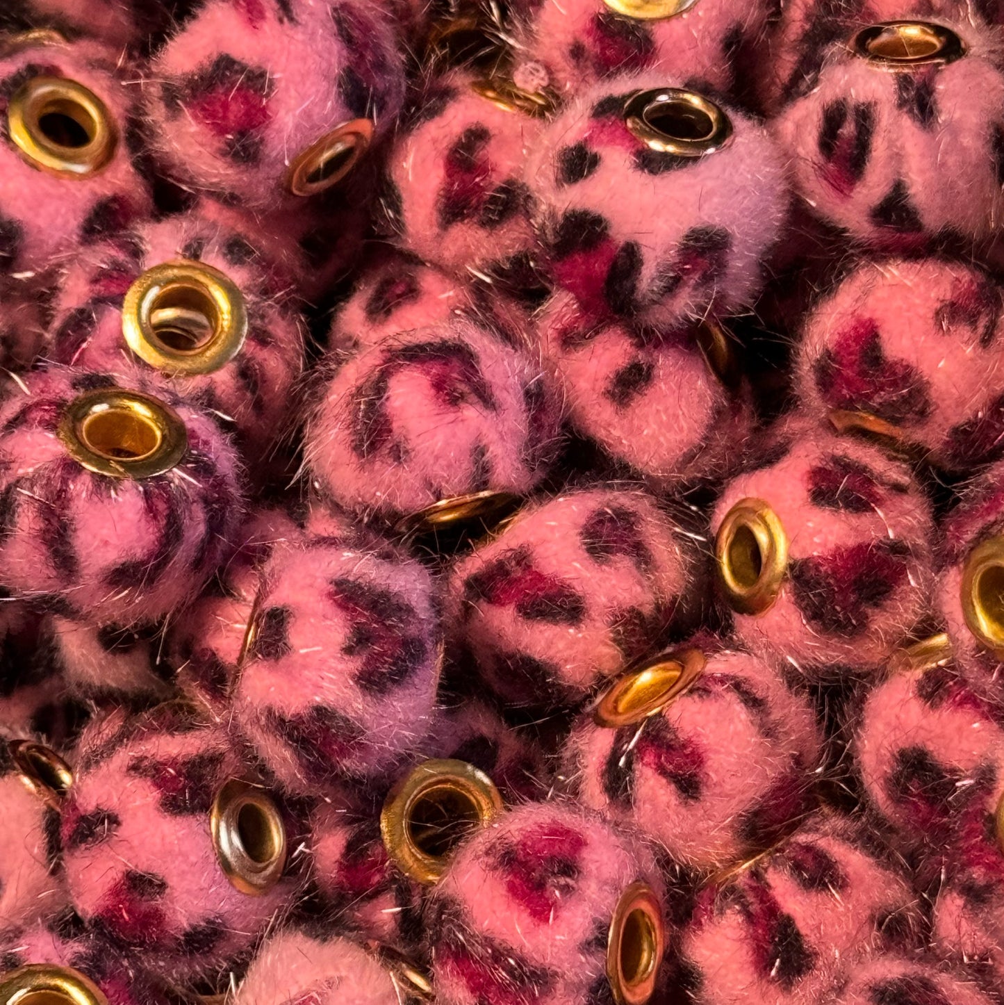 Leopard Fuzzy Beads 16mm