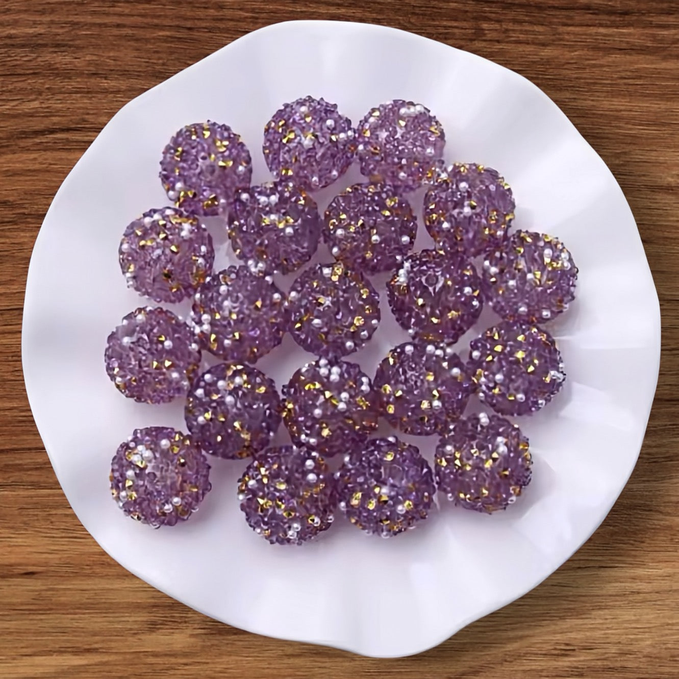 20mm Plum Sugar & Gold Acrylic Bead