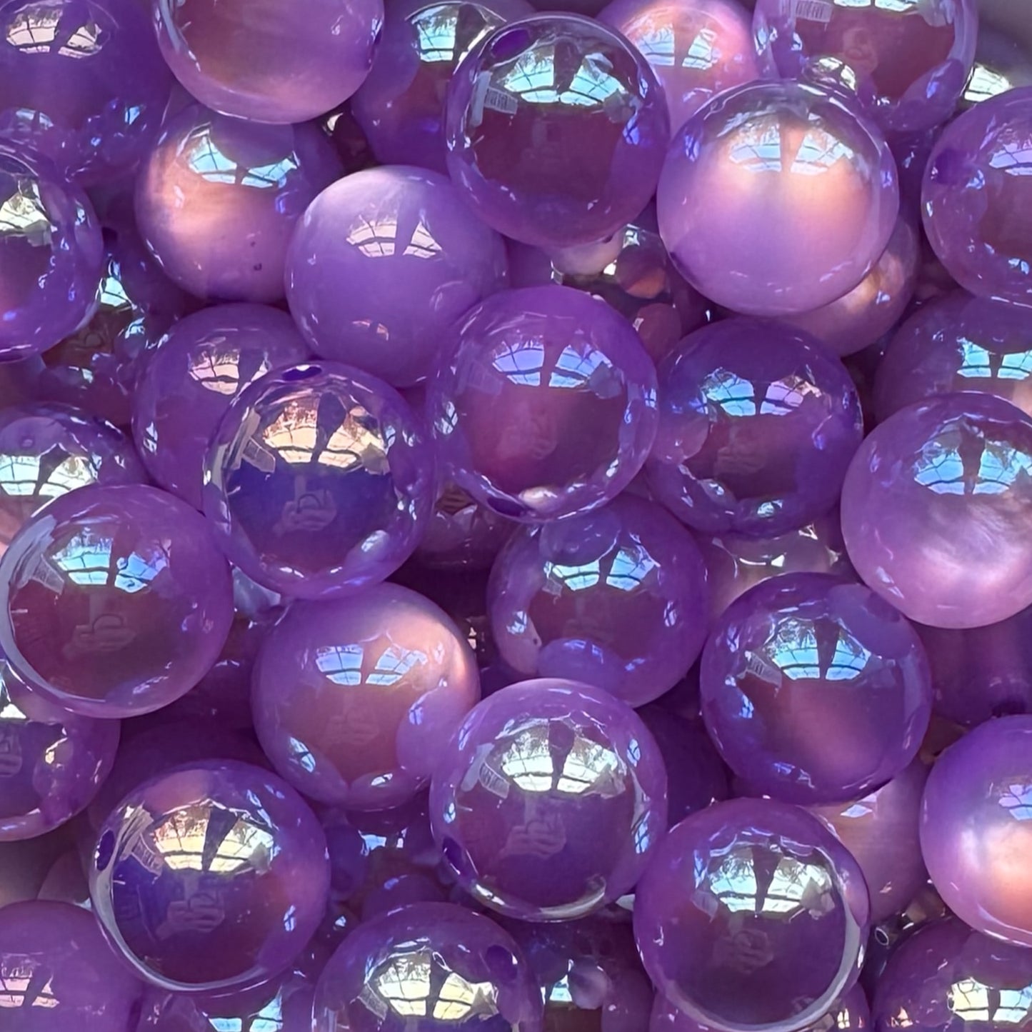 16mm Deep Purple Cats Eye Glitter Acrylic Bead