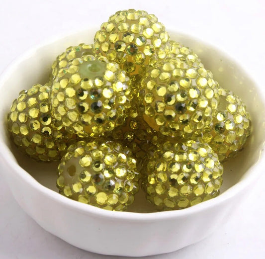 20mm Yellow Rhinestone Acrylic Bead