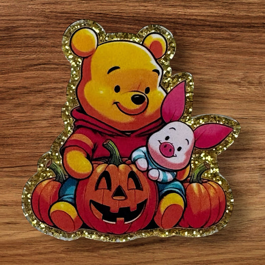 Bear With Pumpkin Acrylic Flatback