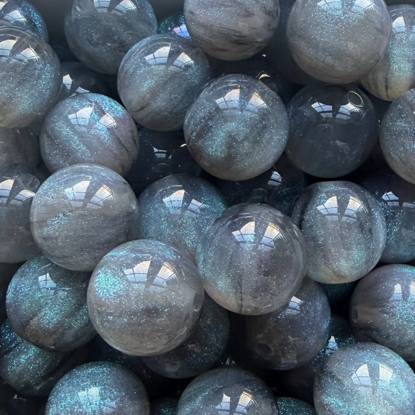 16mm Gray Galaxy Acrylic Bead