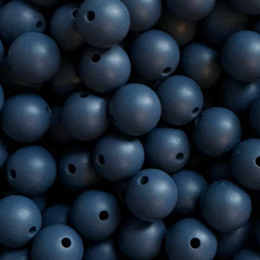 15mm Dark Blue Silicone Bead