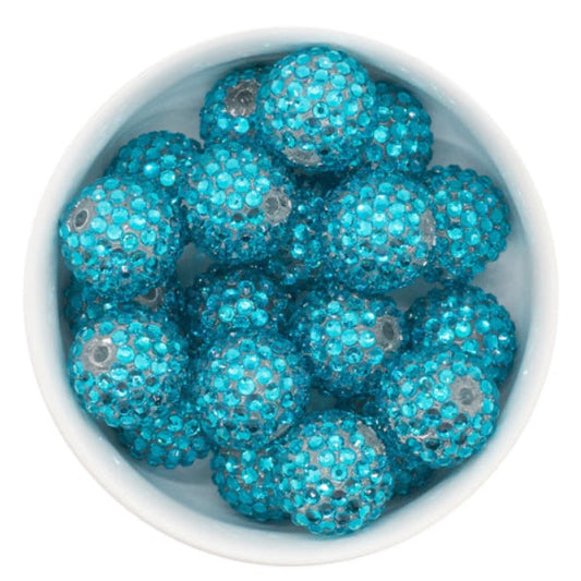 20mm Turquoise Rhinestone Acrylic Bead