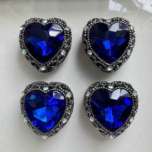 Heart Hematite Royal Blue Gemstone Bead