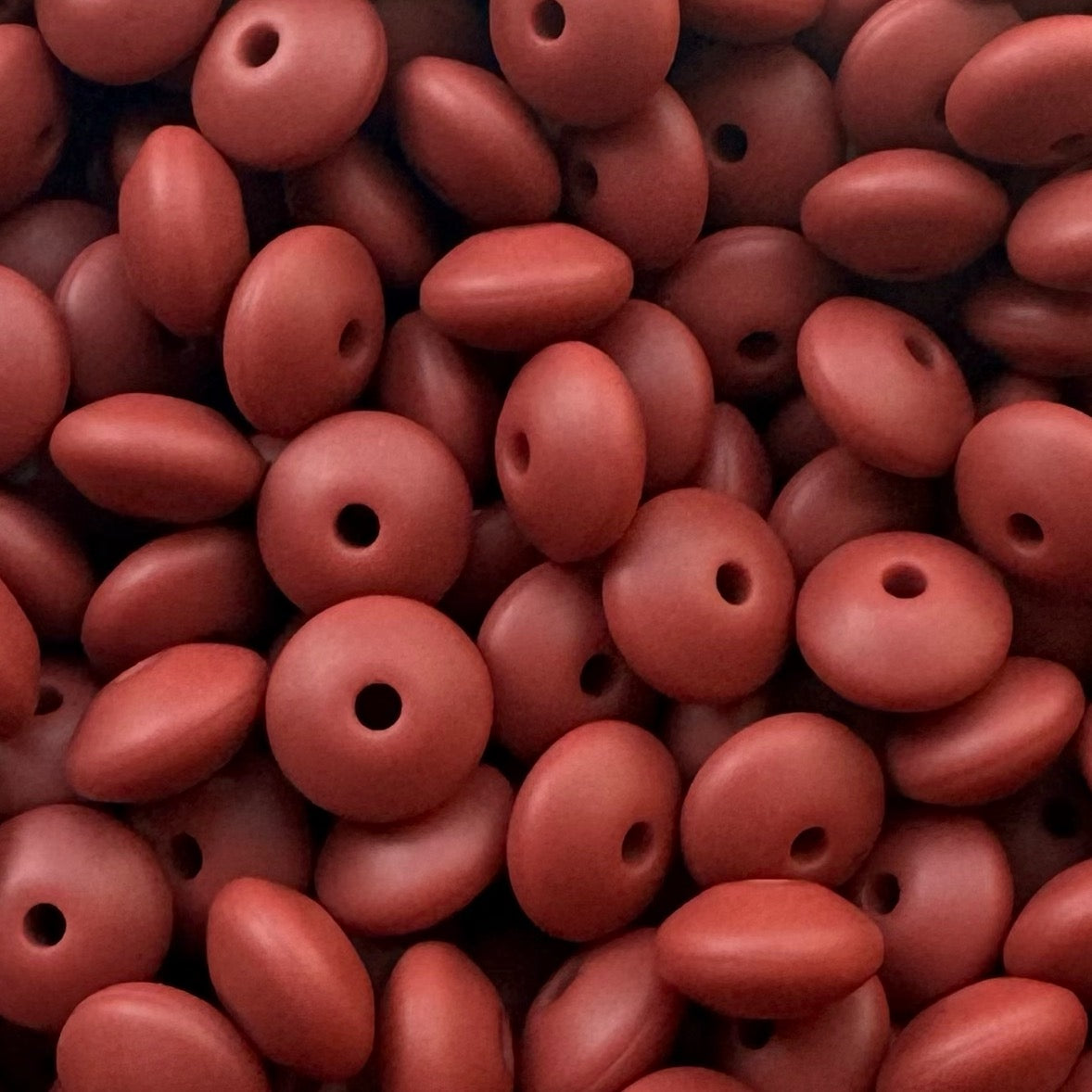 12mm Marsala Silicone Lentil Bead