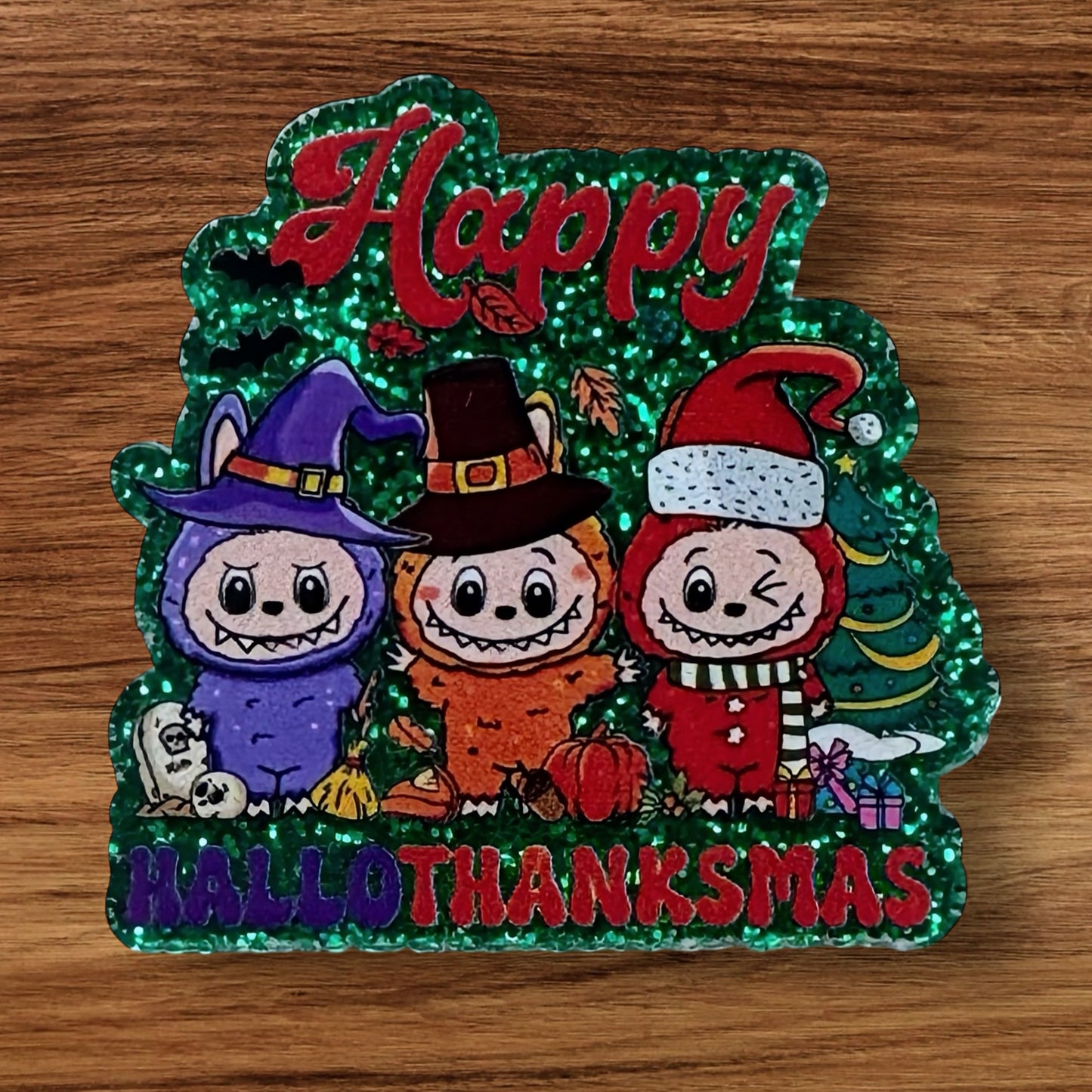Happy Hallothanksmas Acrylic Flatback