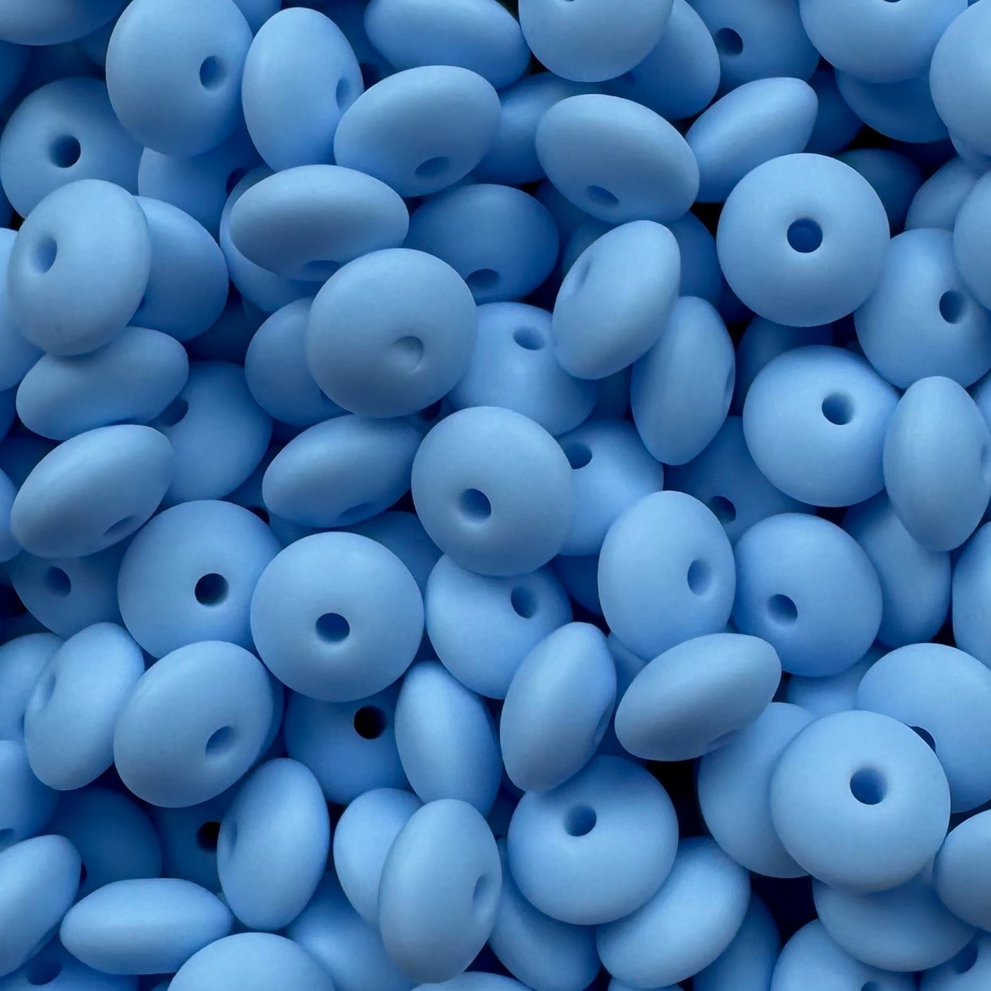 12mm Soft Blue Silicone Lentil Bead