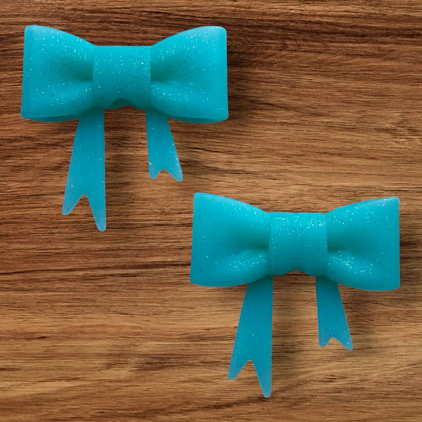 Turquoise Glitter Bow Focal/Straw Topper