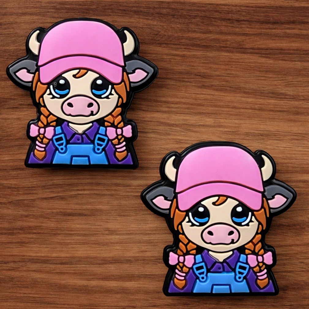 Girl Cow In Pink Hat Focal