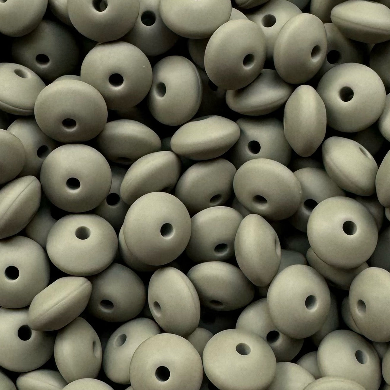 12mm Green Grey Silicone Lentil Bead