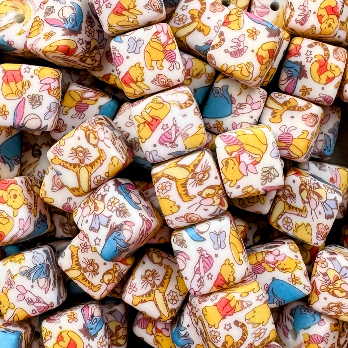 14mm Bear & Friends Square Silicone Bead