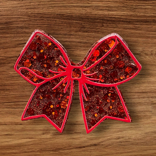 Red Glitter Bow Acrylic Flatback