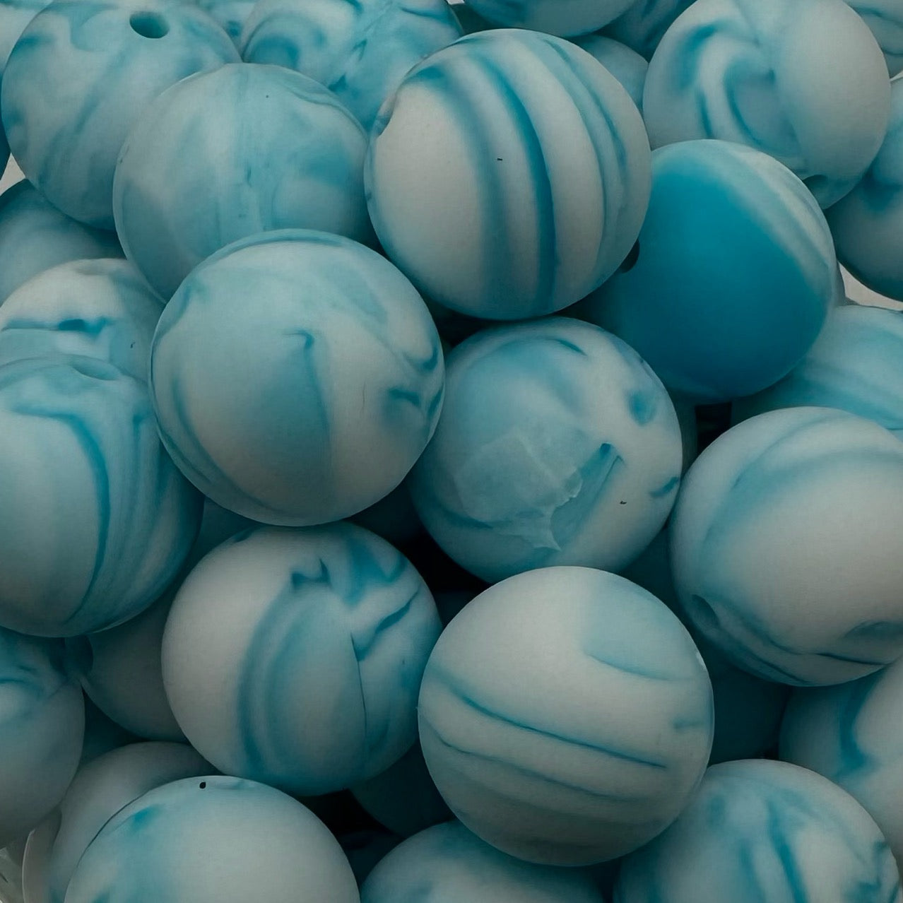 15mm Blue Swirl Silicone Bead