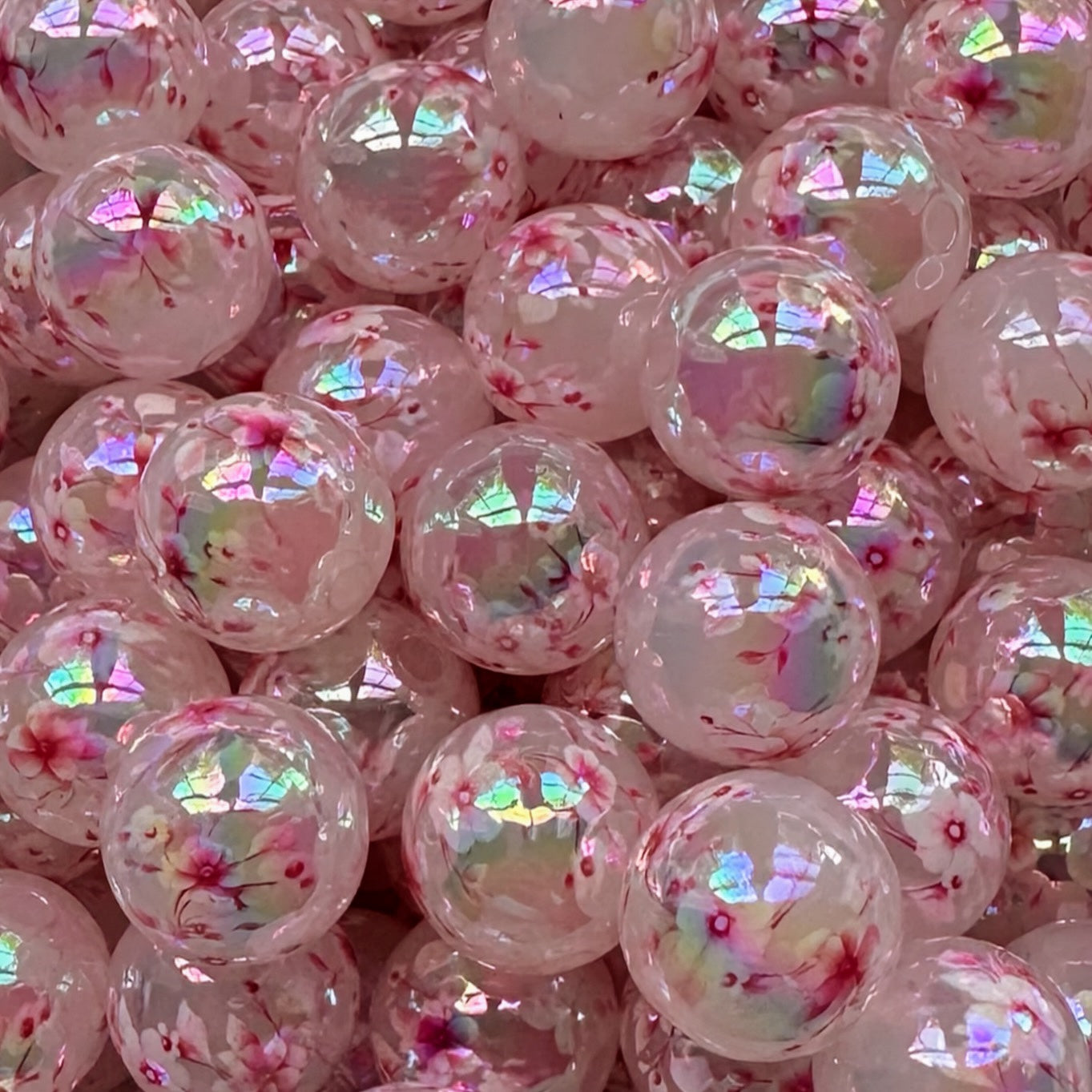 16mm Pink Blossoms Acrylic Bead