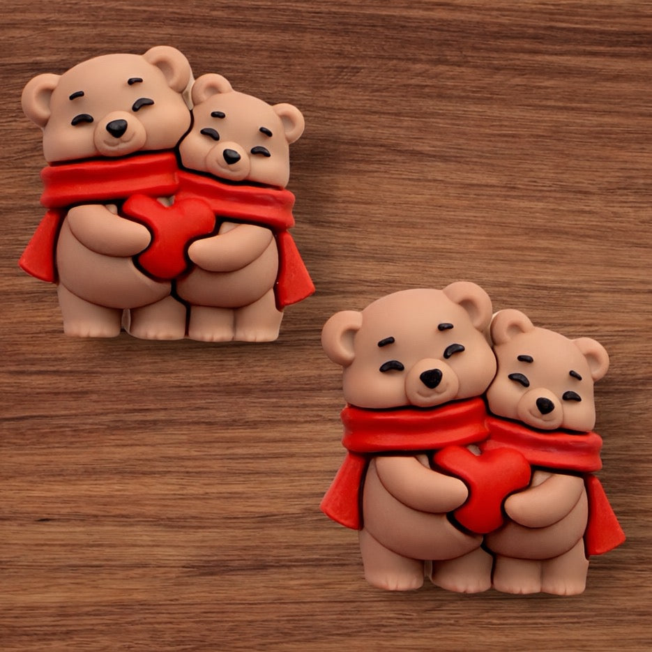 3-D Bears With Heart Focal