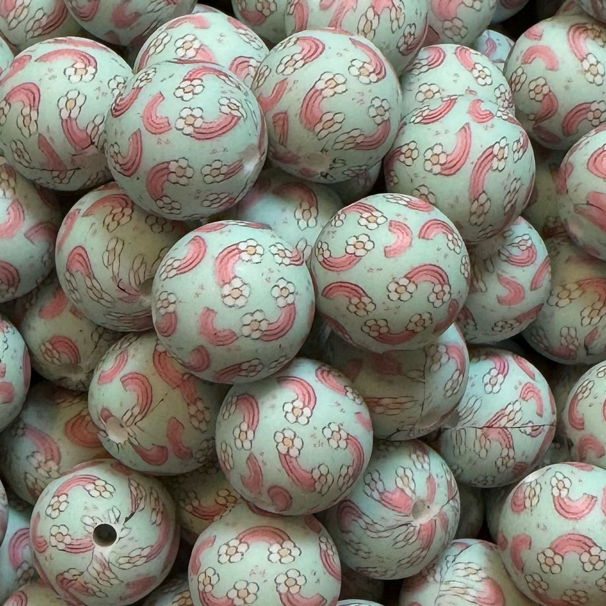 15mm Retro Rainbows Silicone Bead