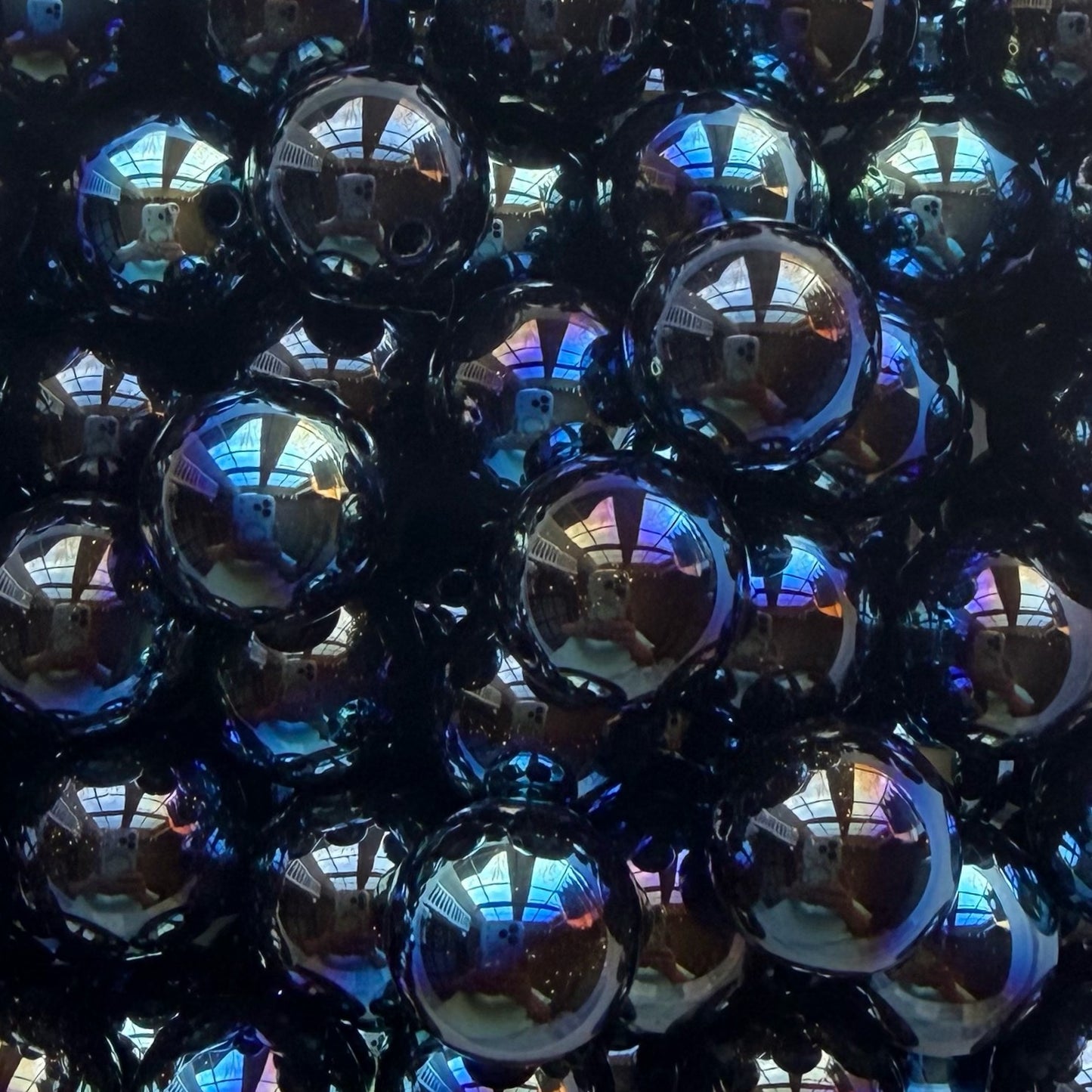 16mm Midnight Galaxy Glitter Acrylic Bead
