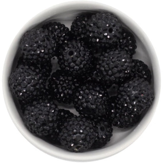 20mm Black Rhinestone Acrylic Bead