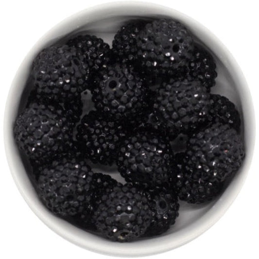 20mm Black Rhinestone Acrylic Bead