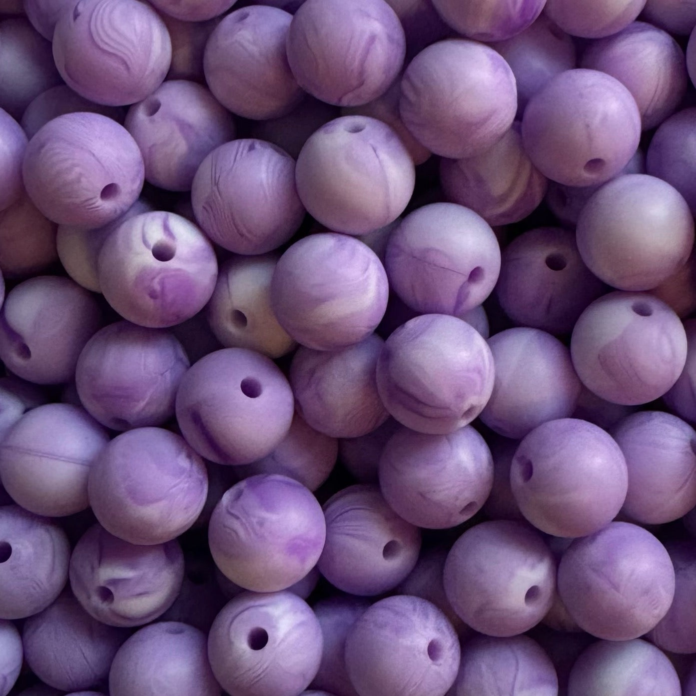15mm Marble Purple Silicone Bead