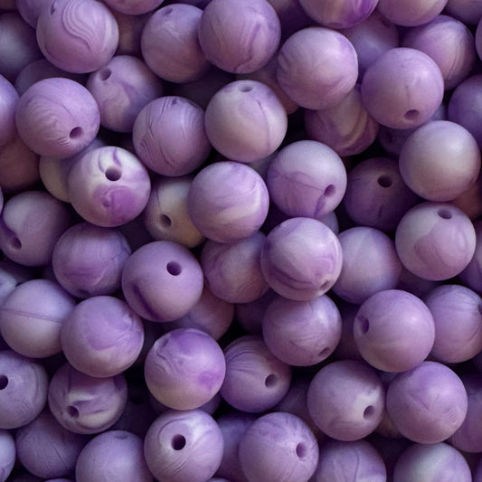 15mm Marble Purple Silicone Bead