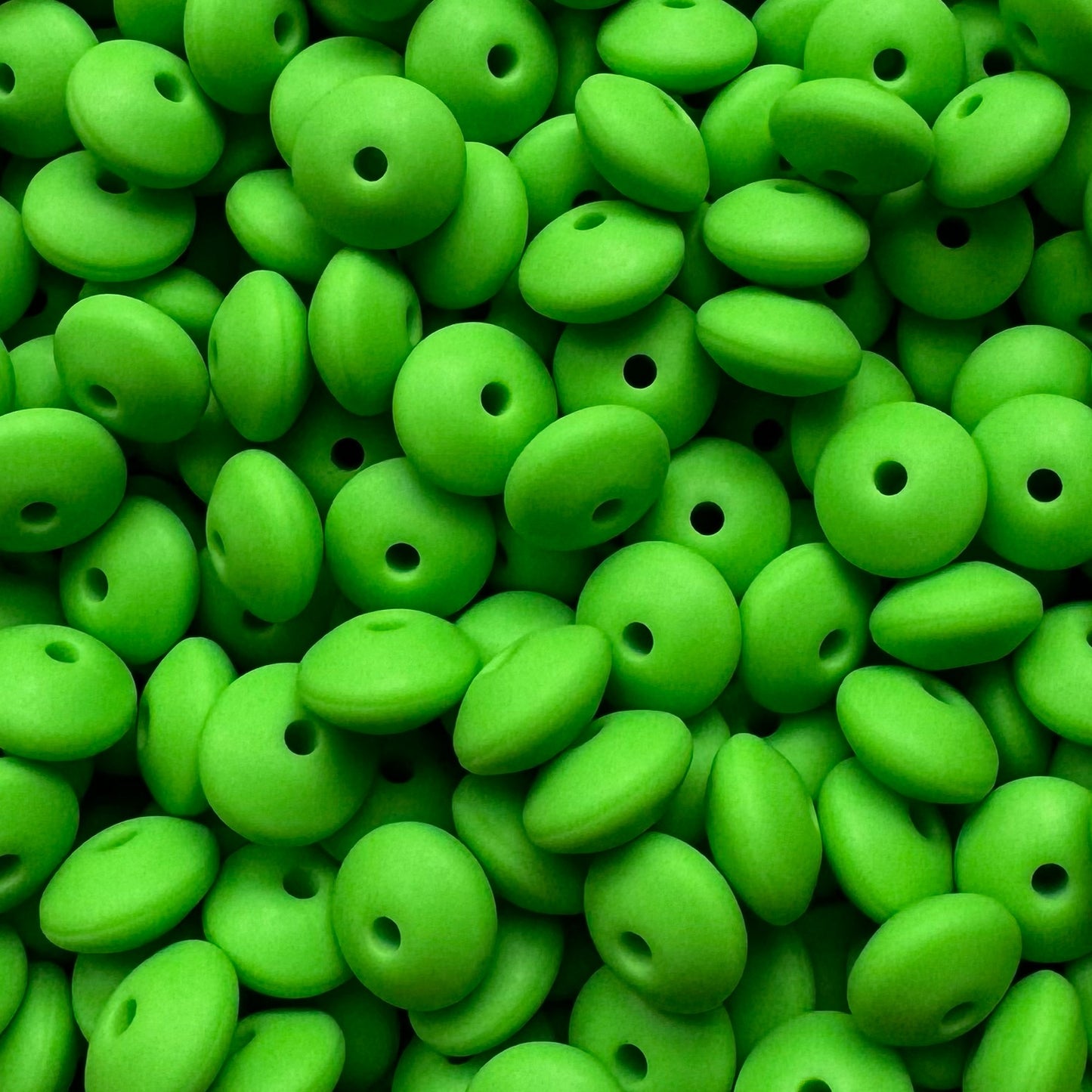 12mm Green Silicone Lentil Bead