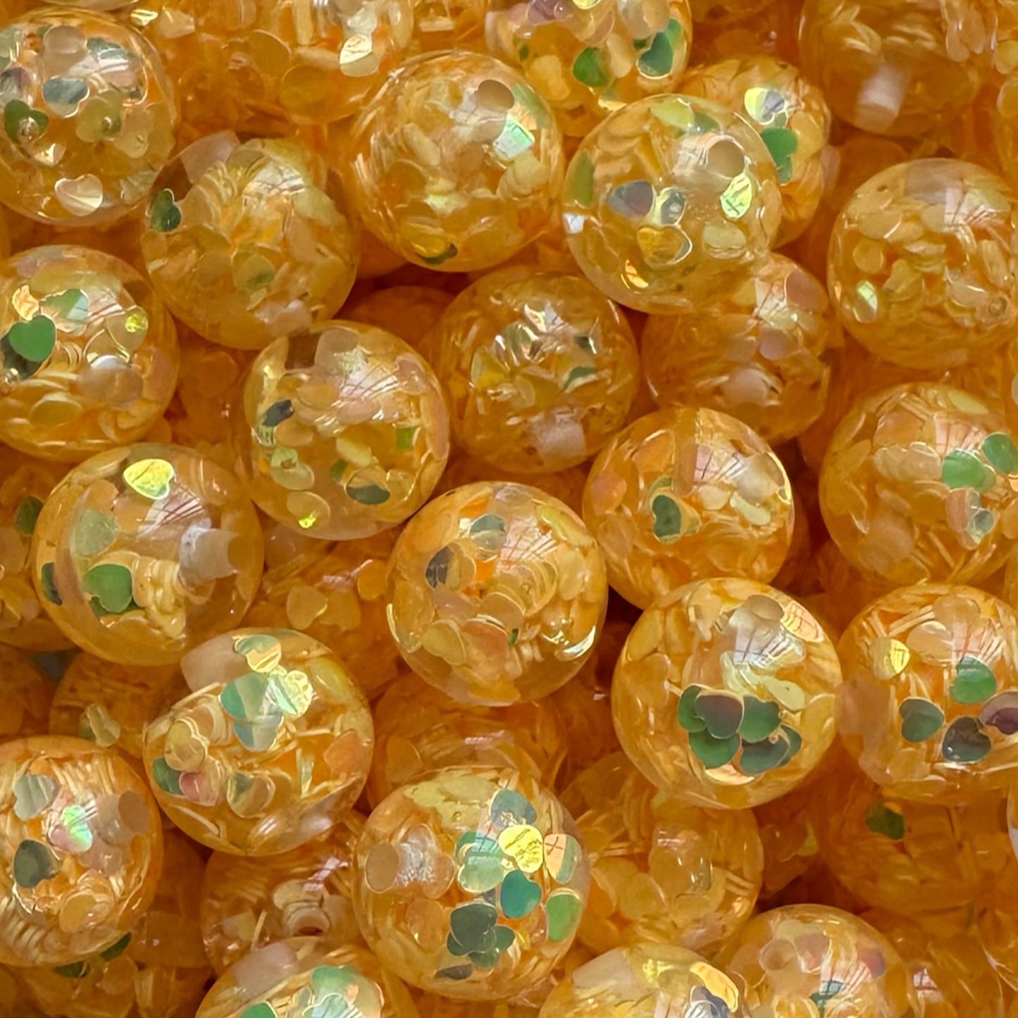 16mm Confetti Hearts Acrylic Bead (Yellow)