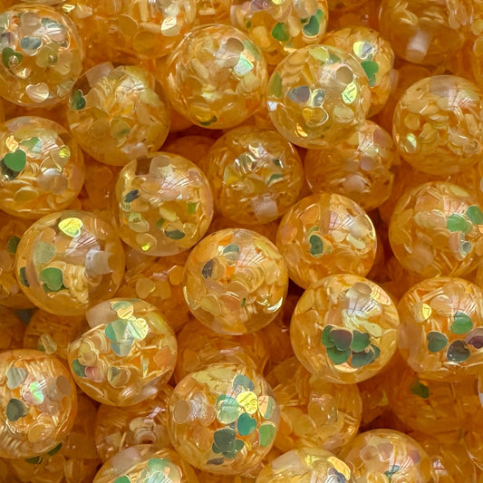 16mm Confetti Hearts Acrylic Bead (Yellow)