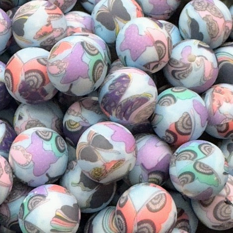 15mm Blue Butterfly Silicone Beads
