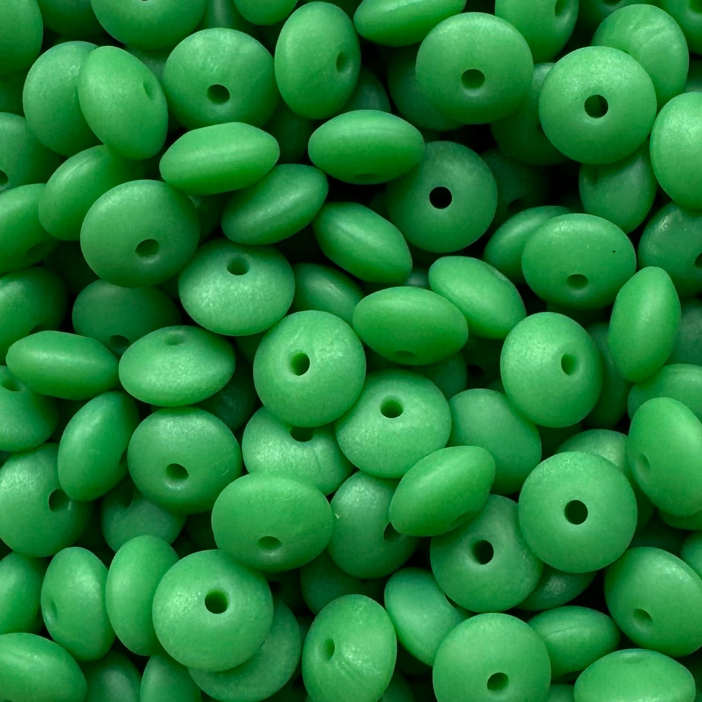 12mm Deep Pearl Green Silicone Lentil Bead