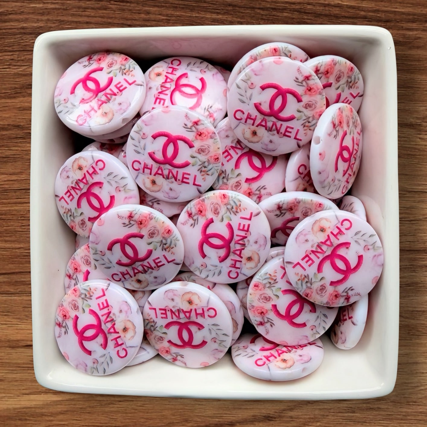 Floral Designer Acrylic Bead