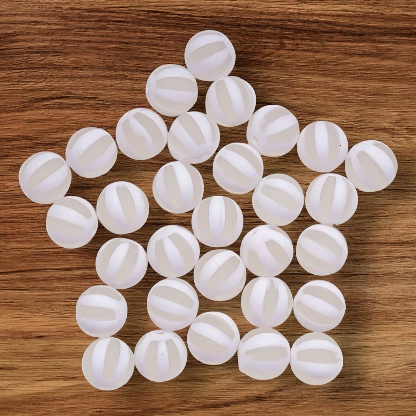16mm Matte Striped Acrylic Bead