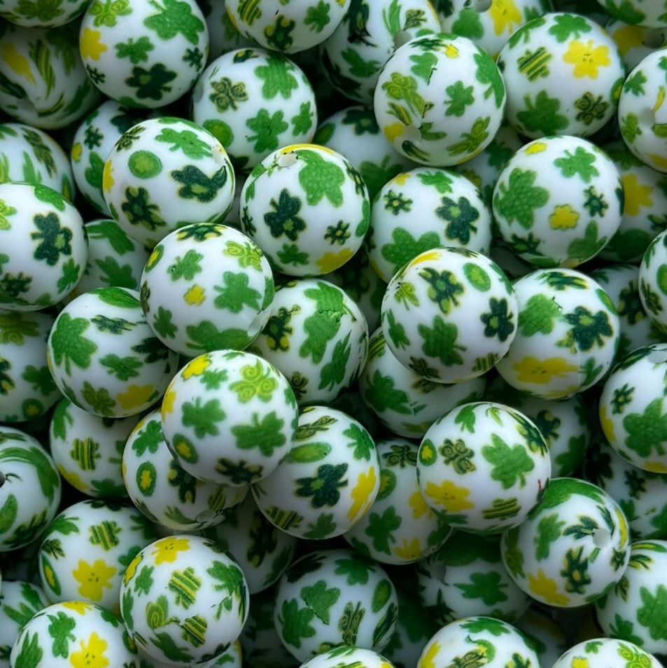 15mm Shamrock Silicone Bead
