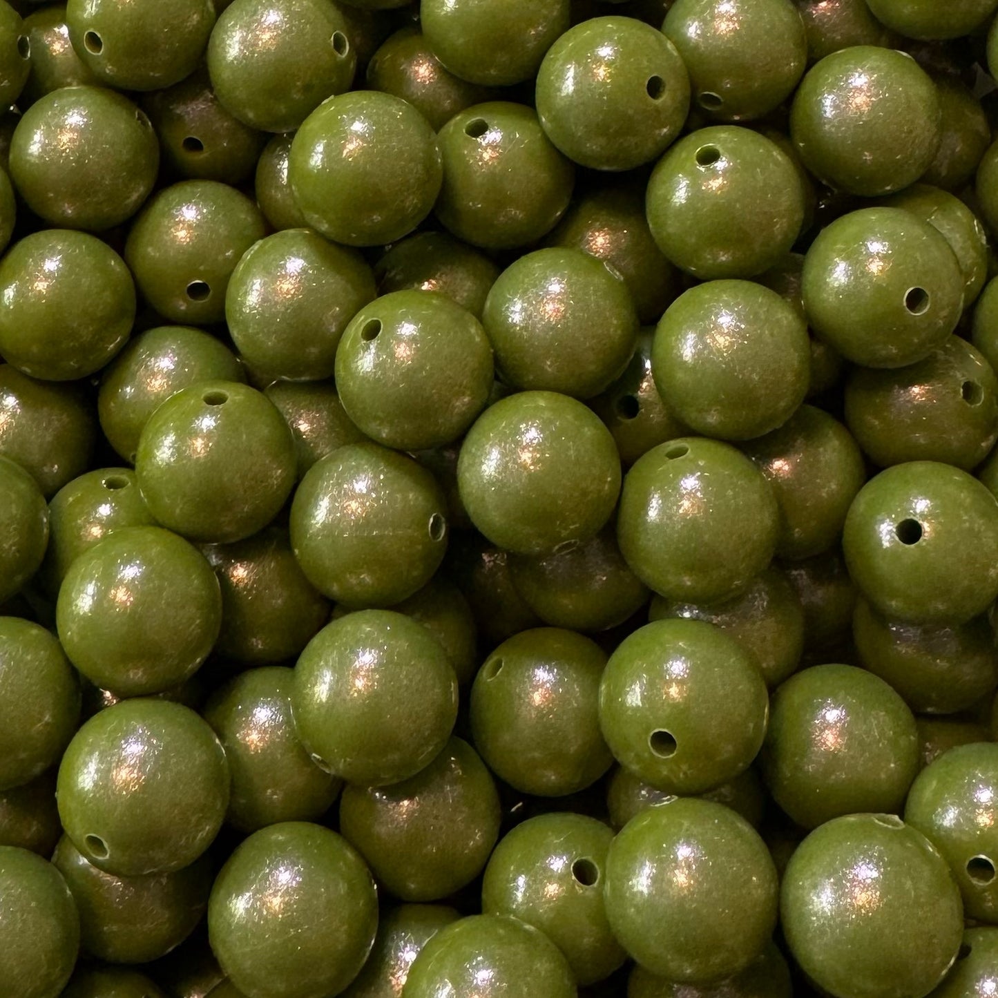 15mm Chameleon Army Green Silicone Bead